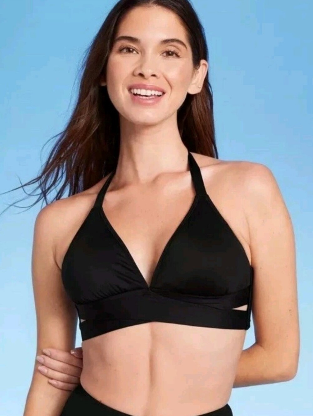 Shade & Shore Black Halter Bikini Top – Size Medium NWT